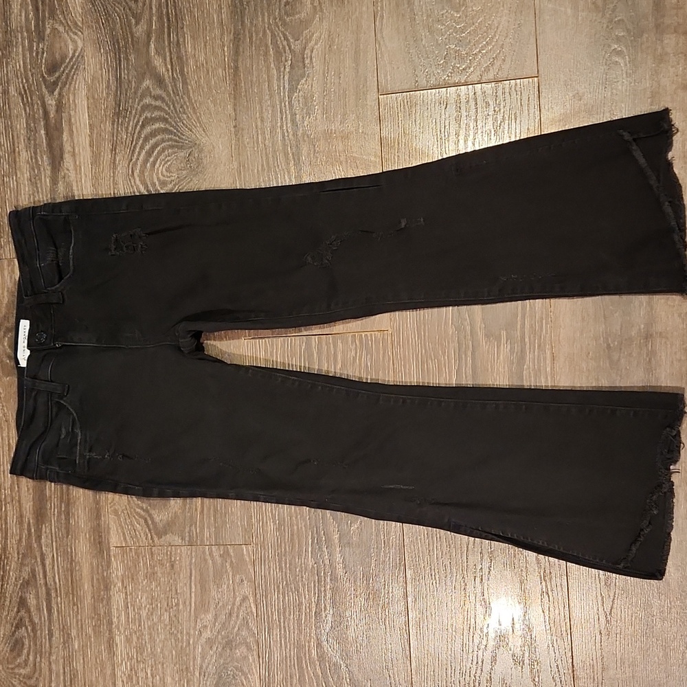 Flying Monkey Split Hem Distressed Crop Flare Jea… - image 1